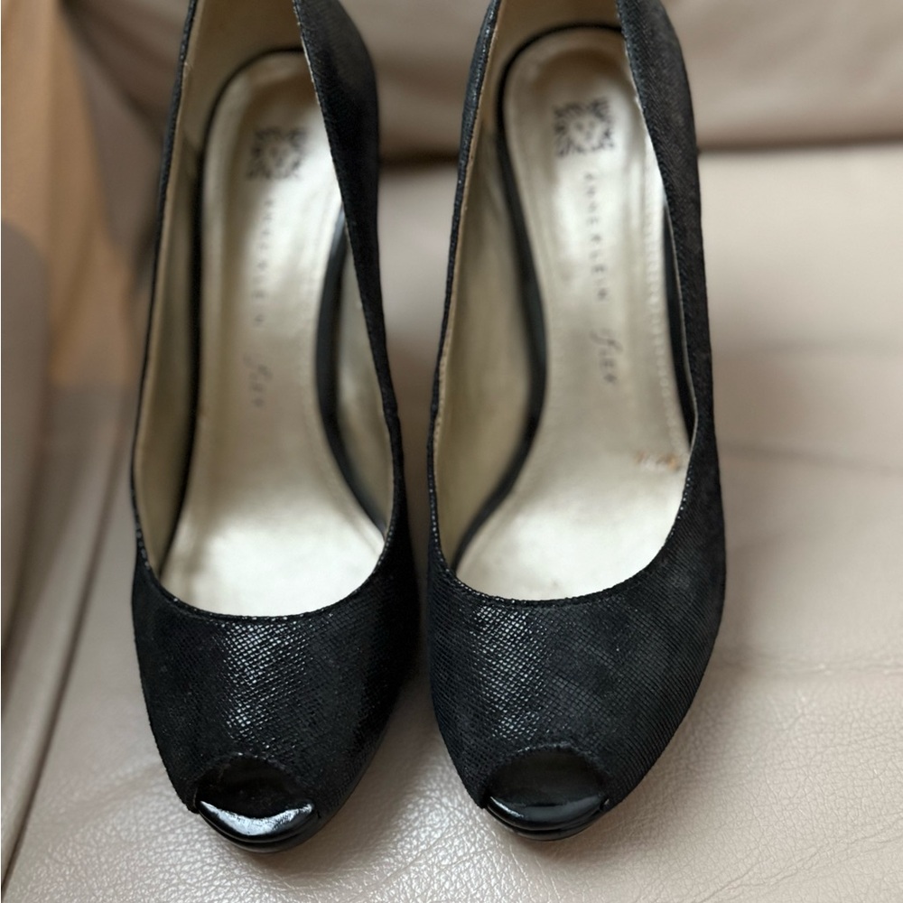 Anne Klein Black Peep-Toe Heels